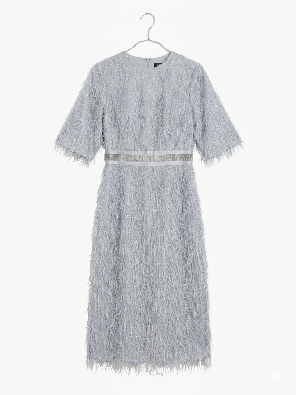Lev Milano New York dress mother of the bride groom wedding guest, gray fringe S - Picture 3 of 12